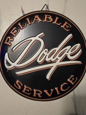 Dodge Reliable Service Round Wall Sign - Black & Orange
